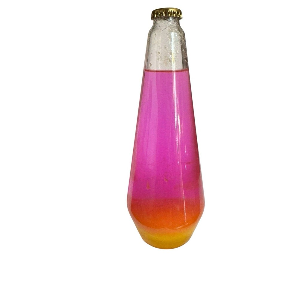 Vintage Lava Lite Lamp Bottle Only Yellow Wax Pink Liquid 9.5"